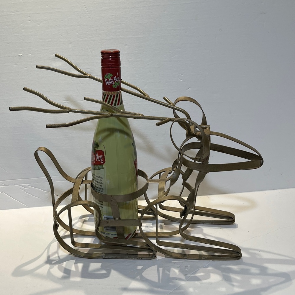 Artistic Gold Reindeer Wine Holder